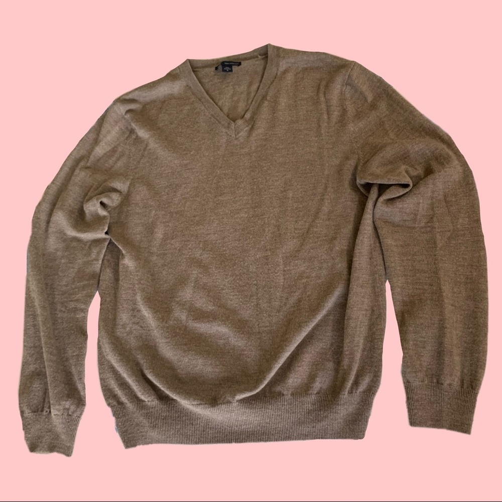 ITALIAN MERINO WOOL MENS BROWN SWEATER